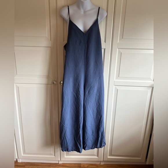 Uniqlo linen blend one piece Jumpsuit Blue Oversized flowy relaxed Size S - Picture 4 of 13